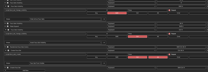 Face Sets Keymap