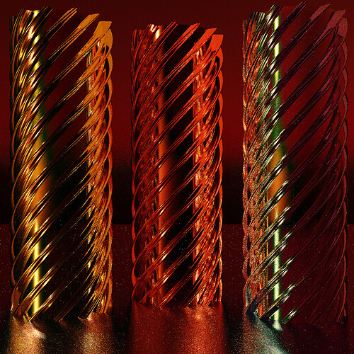 Gold Silver Copper Screws Spectral diff