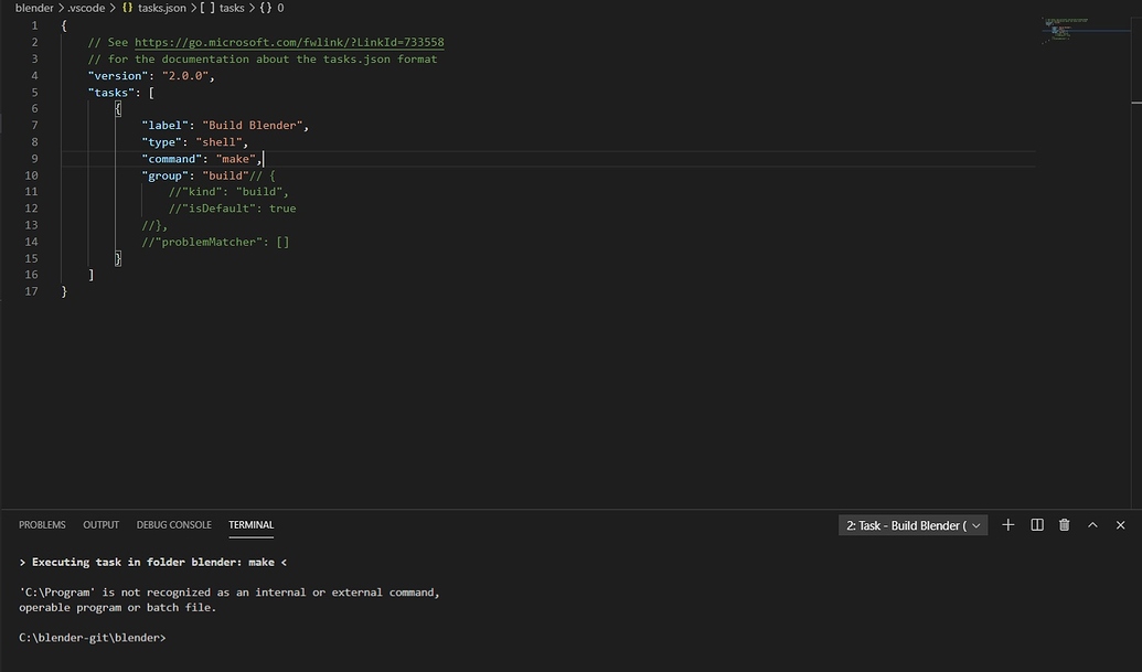 Vscode developer environment setup for windows blender development