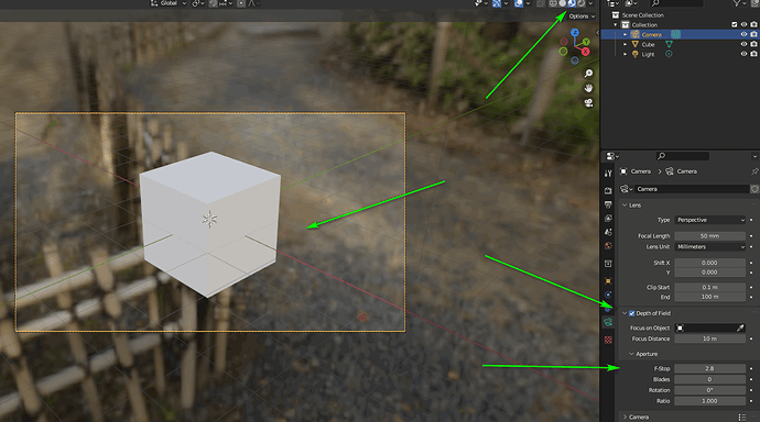 PC blender works normally after enabling depth of field
