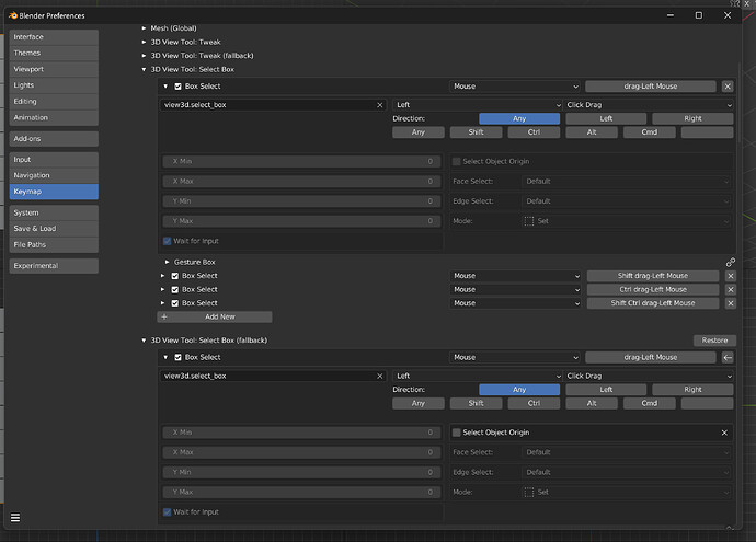 drag direction keymap