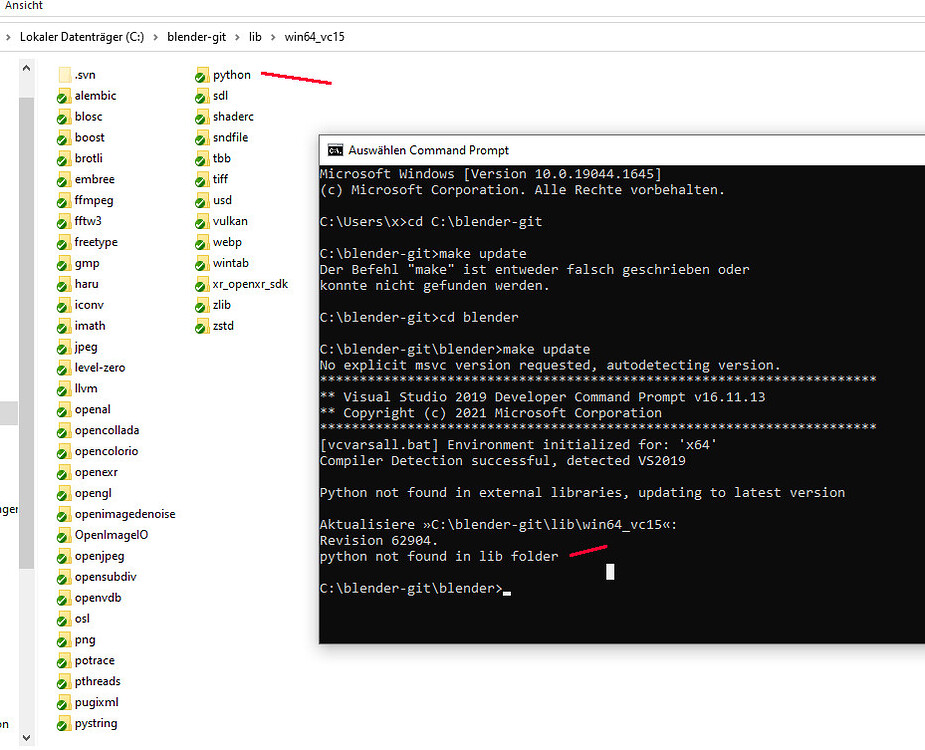 windows-updating-the-libraries-with-make-update-python-not-found-in