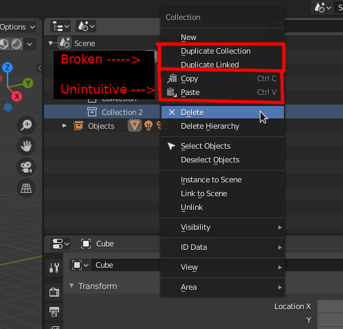 Rightclick menu for collections in work in Scene - Usability Developer Forum