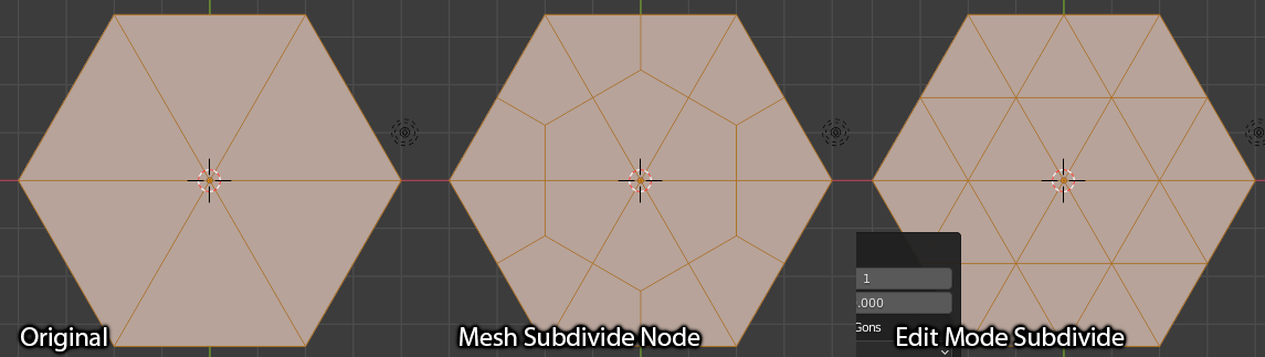 Mesh Subdivide node different from command - - Developer Forum